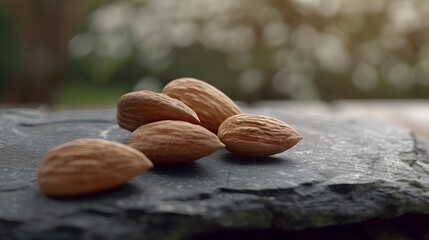 Wall Mural - Closeup of Almonds on a Slate Surface