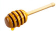 © Hikmet - Wooden honey dipper dripping with honey, isolated on a white background.