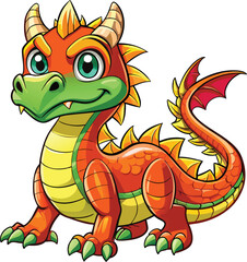 Sticker - A dragon cartoon vector illustration