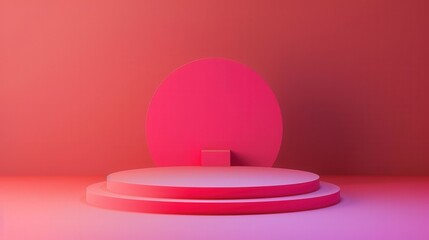 Wall Mural - futuristic podium with vibrant 3d gradient background, sleek flat design illustration, ideal for mod