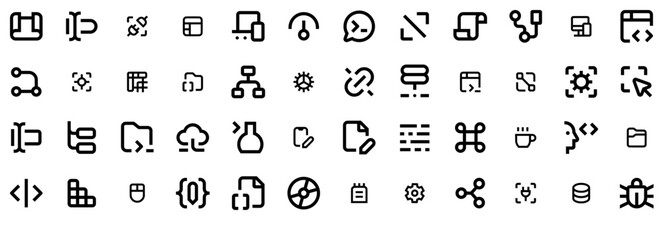 Set Of Line Coding 64Px Icons Collection Isolated Silhouette Solid Icons Including Code,Developer,Development,Coding,Programming Infographic Simple Vector Illustration Logo