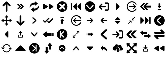 set of lifestyle entertainment icons silhouette vector logo design containing arrow,left,arrows,forw
