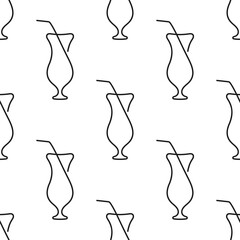 Wall Mural - Alcohol cocktail vector seamless pattern. Black line drawings on white background. Best for textile, wallpapers, wrapping paper, package and bar decoration.