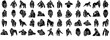 © Arju - Mega Set Of Vector Gorilla Glyph Icons Collection Isolated Silhouette Solid Icons Including Wildlife,Mammal,Animal,Gorilla,Primate Set Vector Flat Line Icons