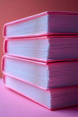 Leinwandbilder - A stack of flashcards fanned out on a pastel pink background, ready for a quick study session,