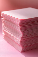 Leinwandbilder - A stack of flashcards fanned out on a pastel pink background, ready for a quick study session,