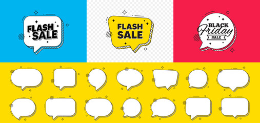 Sticker - Black friday chat speech bubble. Flash Sale tag. Special offer price sign. Advertising Discounts symbol. Flash sale chat message. Flash sale speech bubble banner. Offer text balloon. Vector