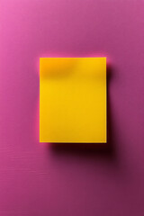 Poster - A bright yellow sticky note with a reminder, isolated on a pastel lilac background,