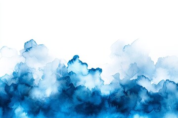 Background with blue watercolor texture on white isolated background