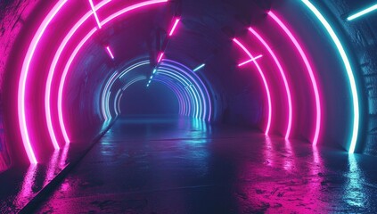 Cyber, digital, speed of light road speed concept. fast neon background, 3d render, abstract geometric, colorful light, Glowing Circle, Urban Glow