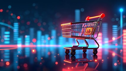 Wall Mural - e-commerce metrics futuristic background for online retail analytics. dynamic data visualization, ch