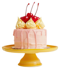 Poster - PNG Cherry-topped pink frosted cake