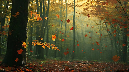 Wall Mural - Leaves rustling in a forest
