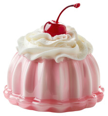 Sticker - PNG Cherry-topped pink gelatin dessert