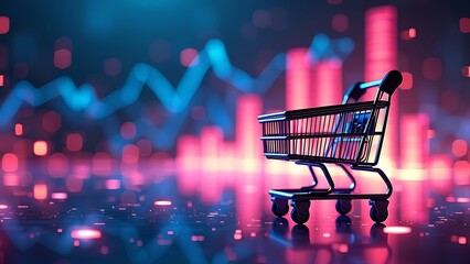 Wall Mural - e-commerce metrics futuristic background for online retail analytics. dynamic data visualization, ch