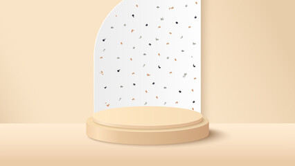 Wall Mural - Beige podium to show product with circle background. Beige minimal scene for product display presentation. Vector illustration