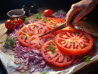 Incredible Brunette woman cutting carrots