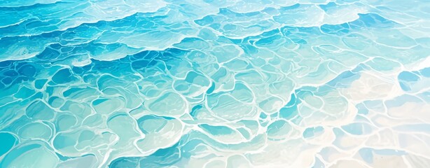 Beautiful turquoise water, crystal clear with ripples forming lace-like patterns of light white lines