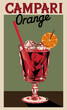 © Creative_Juice_Art - Campari Orange Cocktail retro poster. Popular alcohol drink. Vintage flat vector illustration for bar, pub, restaurant, kitchen wall art print.