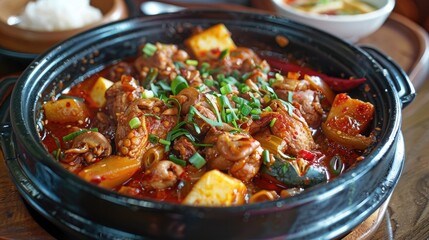 Canvas Print - Spicy Braised Chicken with Vegetables in Andong Style