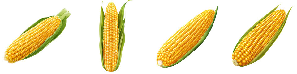 Fresh corn showcases its vibrant yellow kernels, perfect for culinary dishes or agricultural themes.