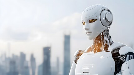 A sci-fi inspired metropolis with intelligent robots managing public services and security