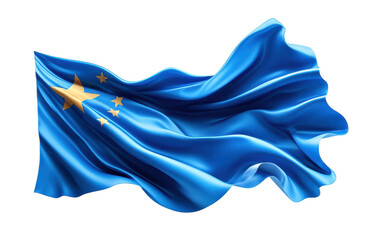 Waving Blue Flag with Gold Stars