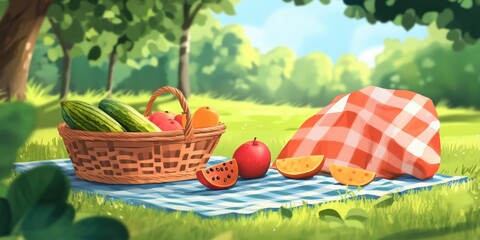 Farmers Picnic in a Serene Meadow