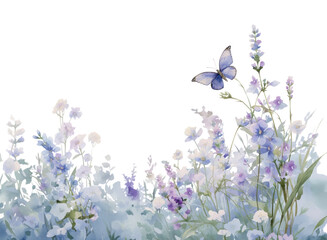 Wall Mural - PNG Serene watercolor floral butterfly