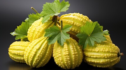 Canvas Print - Bitter Gourd Bitter melon a tropical and subtropical vine of the family Cucurbitaceae, widely grown in Asia, Africa, and the Caribbean for its edible fruit 