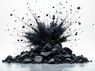 Wall Mural - rock explosion isolated on white background