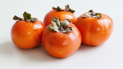 Persimmon fruit against white backdrop