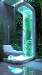 Poster - Futuristic Shower With Plants.