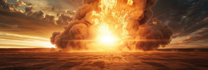 Canvas Print - Vast explosion ignites in an open area