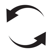 Two arrows rotating in a circle. Pair semicircular thin arrows. Following each other. vector illustration. EPS 10/AI