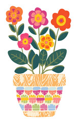 Poster - PNG Flower pot art pattern craft.