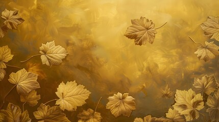 Canvas Print - Golden Autumn Leaves on Water Background.