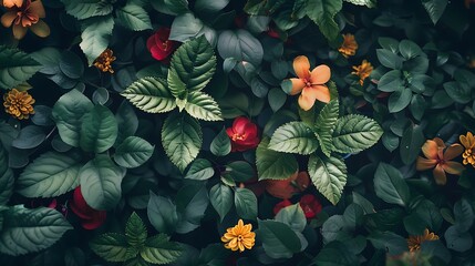 Assortment of leaves and flowers