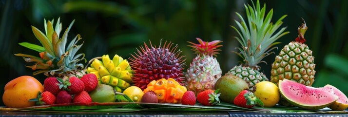 Canvas Print - Variety of Seasonal Tropical Fruits from Asia