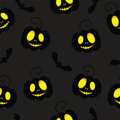 Pattern pumpkin Halloween concept. Happy Halloween. Halloween background design. Pumpkin and bat. Stylish vector background for any use. Spooky illustration for print design, fabric, textil.