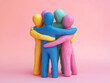 © ink drop - Colorful plasticine group of people hugging each other. Business teamwork and community