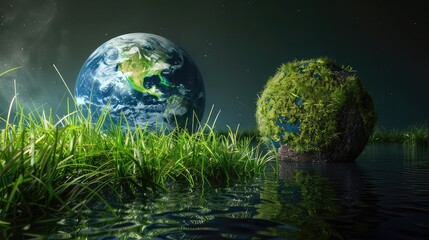 earth globe in the grass