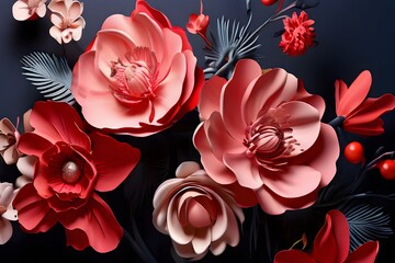 Sticker - 3D Abstract floral background