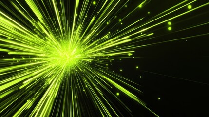 Wall Mural - Green Vivid Light Rays Explosion Background