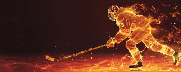 Hockey Player Emblazoned in Flames