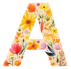 Poster - PNG Floral inside Alphabet A flower alphabet pattern.