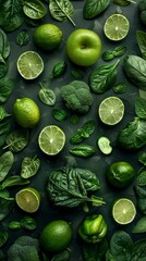 Wall Mural - Healthy natural green food lay out texture background