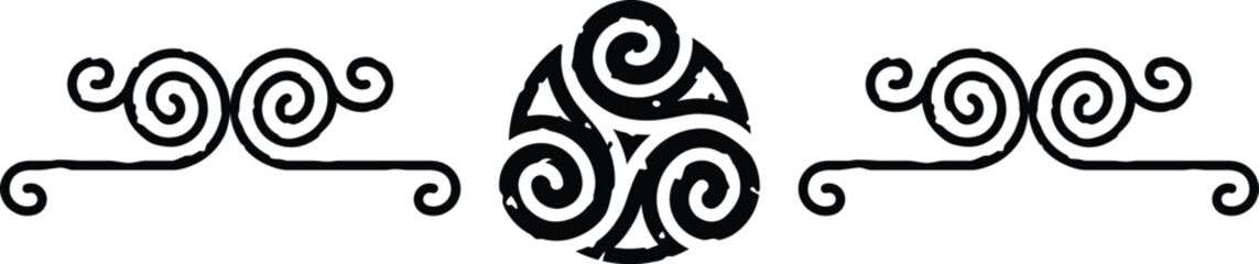 Wall Mural - Seamless Celtic Spiral Line and Tribal Spiral Border