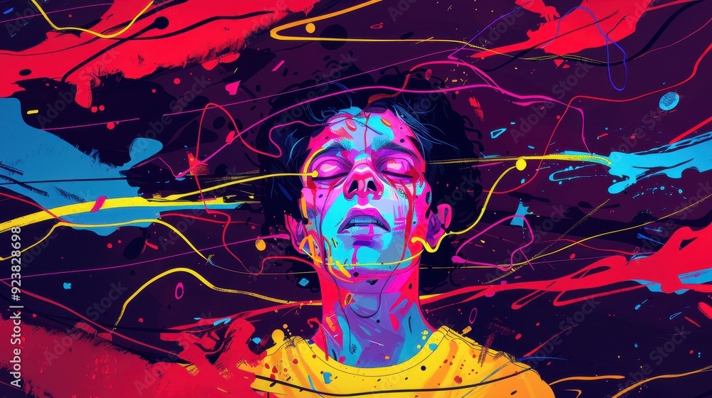Color For Guilt Whimsical Guilt - Hyper-Detailed Abstract Portrait Surrounded by Dark ...
