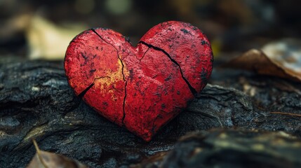 a broken red heart 